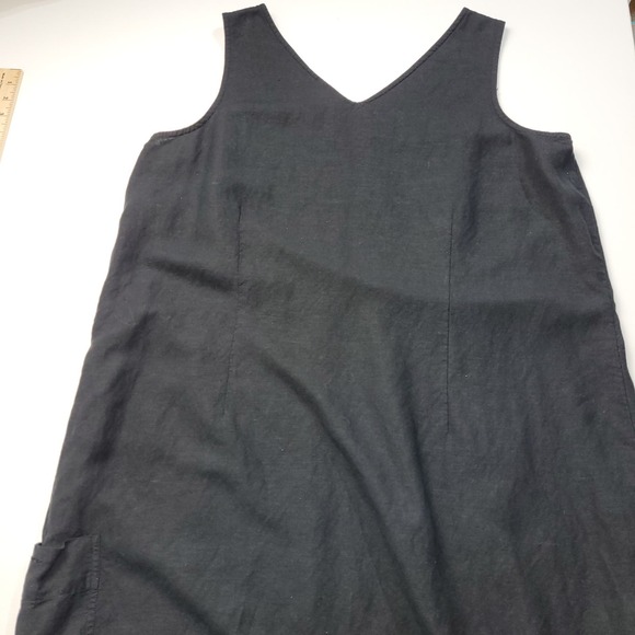 Avenue Maxi Casual Dress Women's 18/20 Black V Neck Relaxed Side Slit Sleeveless - Picture 9 of 9